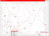 Elmore County Wall Map Red Line Style
