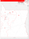 Emery County Wall Map Red Line Style