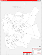 Emporia County Wall Map Red Line Style