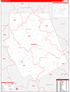 Erath County Wall Map Red Line Style