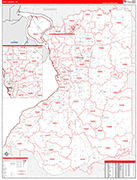 Erie Wall Map Red Line Style