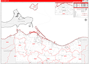 Erie County Wall Map Red Line Style