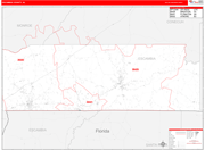 Escambia County Wall Map Red Line Style