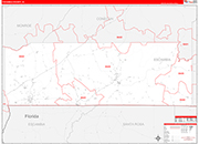 Escambia County Wall Map Red Line Style