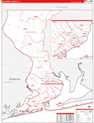 Escambia County Wall Map Red Line Style