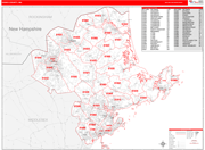 Essex County Wall Map Red Line Style