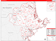 Essex Wall Map Red Line Style