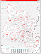 Essex County Wall Map Red Line Style