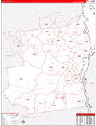 Essex Wall Map Red Line Style