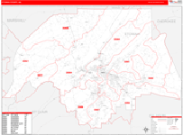 Etowah County Wall Map Red Line Style