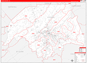 Etowah County Wall Map Red Line Style