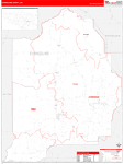 Evangeline County Wall Map Red Line Style