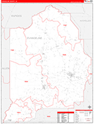 Evangeline County Wall Map Red Line Style