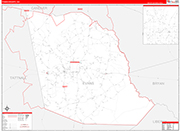 Evans County Wall Map Red Line Style