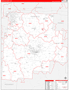 Fairfield County Wall Map Red Line Style