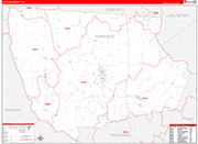 Fairfield County Wall Map Red Line Style