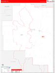 Fallon County Wall Map Red Line Style