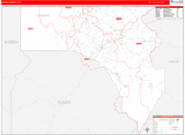 Fannin County Wall Map Red Line Style