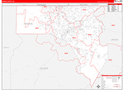 Fannin County Wall Map Red Line Style
