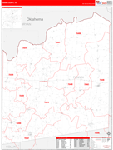 Fannin County Wall Map Red Line Style