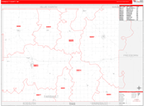 Faribault County Wall Map Red Line Style