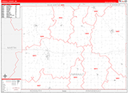 Faribault County Wall Map Red Line Style