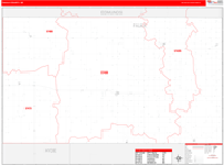 Faulk County Wall Map Red Line Style