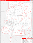 Faulkner County Wall Map Red Line Style