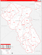 Fauquier County Wall Map Red Line Style