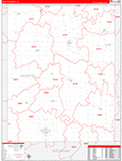 Fayette County Wall Map Red Line Style