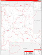 Fayette County Wall Map Red Line Style