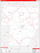 Fayette County Wall Map Red Line Style