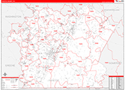 Fayette Wall Map Red Line Style