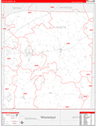 Fayette Wall Map Red Line Style