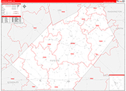 Fayette County Wall Map Red Line Style