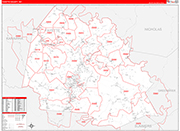 Fayette County Wall Map Red Line Style