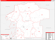 Fergus County Wall Map Red Line Style