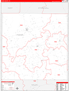 Fisher County Wall Map Red Line Style