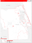 Flagler County Wall Map Red Line Style