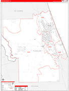 Flagler County Wall Map Red Line Style