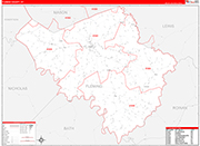 Fleming County Wall Map Red Line Style