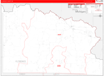 Florence County Wall Map Red Line Style