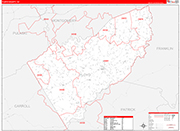 Floyd County Wall Map Red Line Style