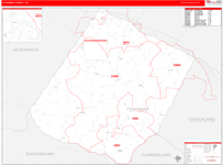 Fluvanna County Wall Map Red Line Style
