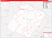 Fluvanna County Wall Map Red Line Style