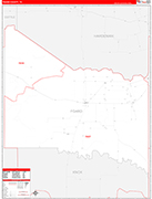 Foard County Wall Map Red Line Style