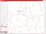 Ford County Wall Map Red Line Style