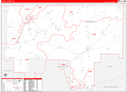 Forest Wall Map Red Line Style