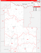 Forest County Wall Map Red Line Style