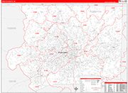 Forsyth Wall Map Red Line Style